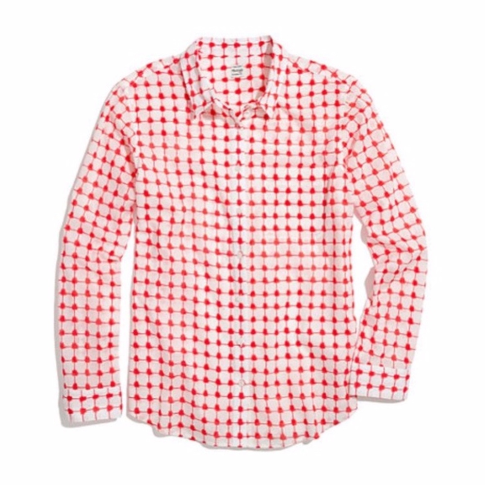 MADEWELL Graphic Grid Boyshirt Button-Up Blouse S